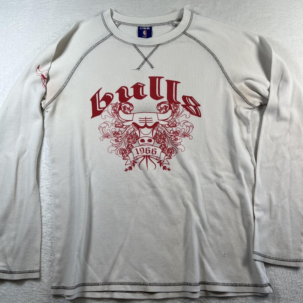 Chicago Bulls Shirt Mens XL White NBA Basketball UNK Long Sleeve Thermal Graphic